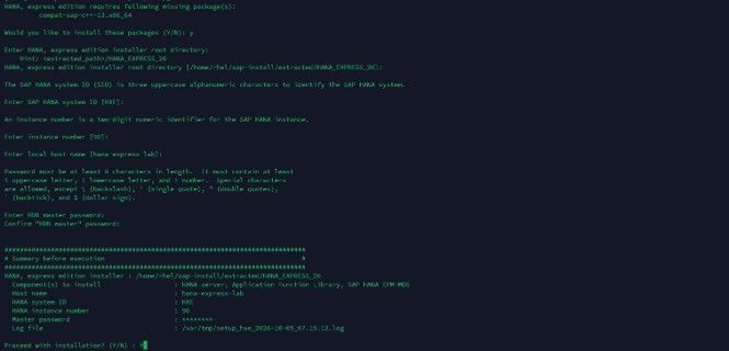 installer selections before execution