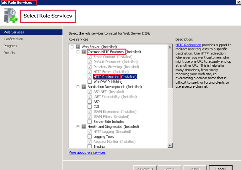 How to Enable HTTP redirection in IIS Servers