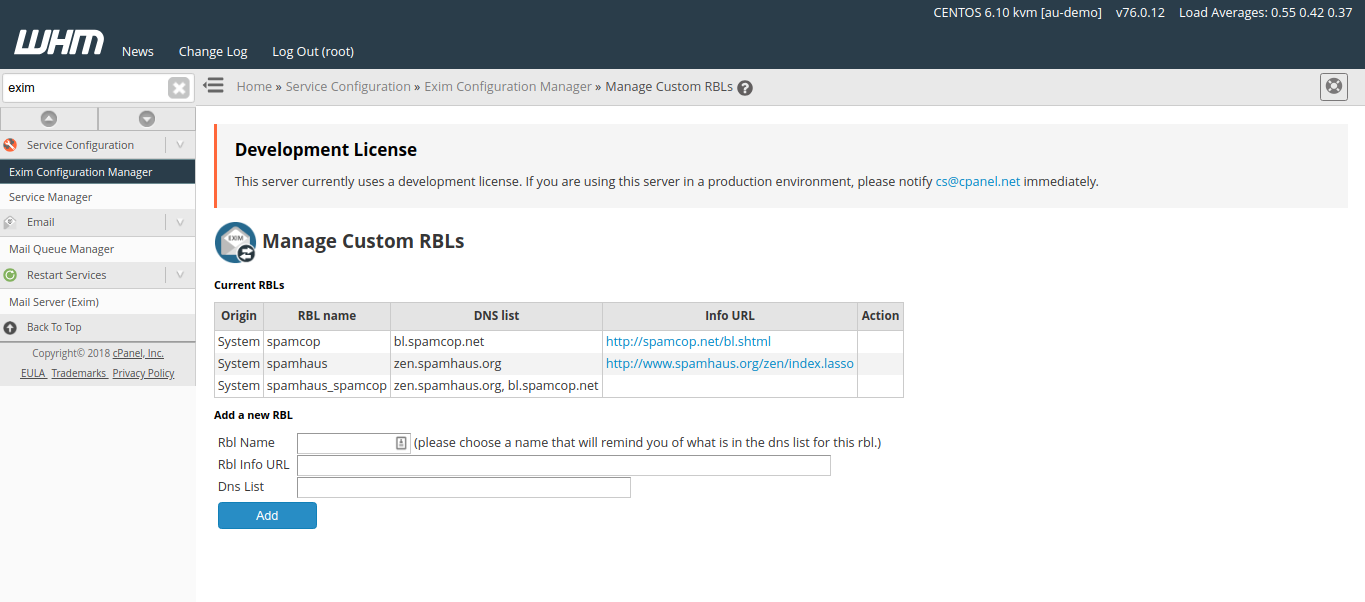 cPanel Spam mitigation